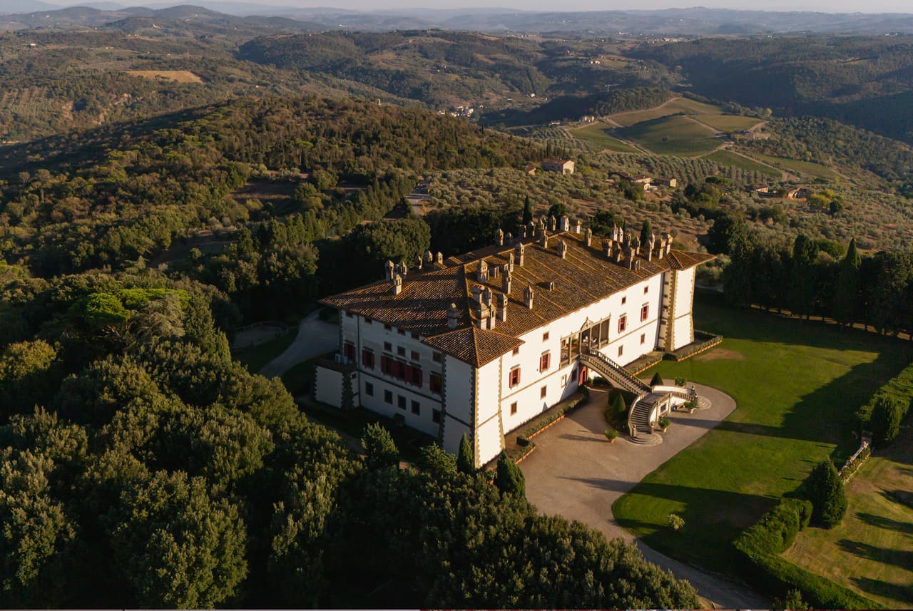 The view from above of Tenuta di Artimino
