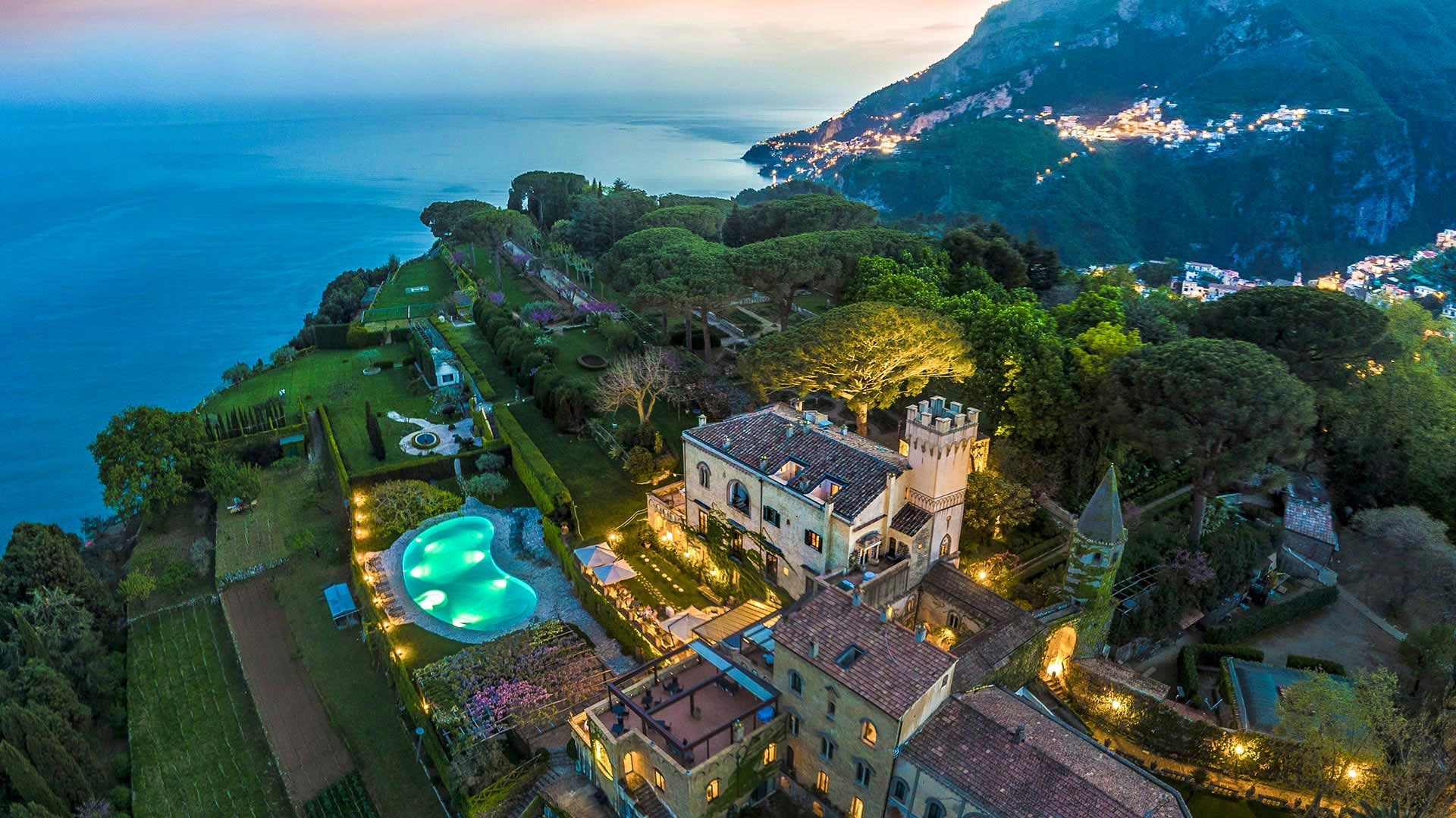 The pool and the gardens of Palazzo Avino