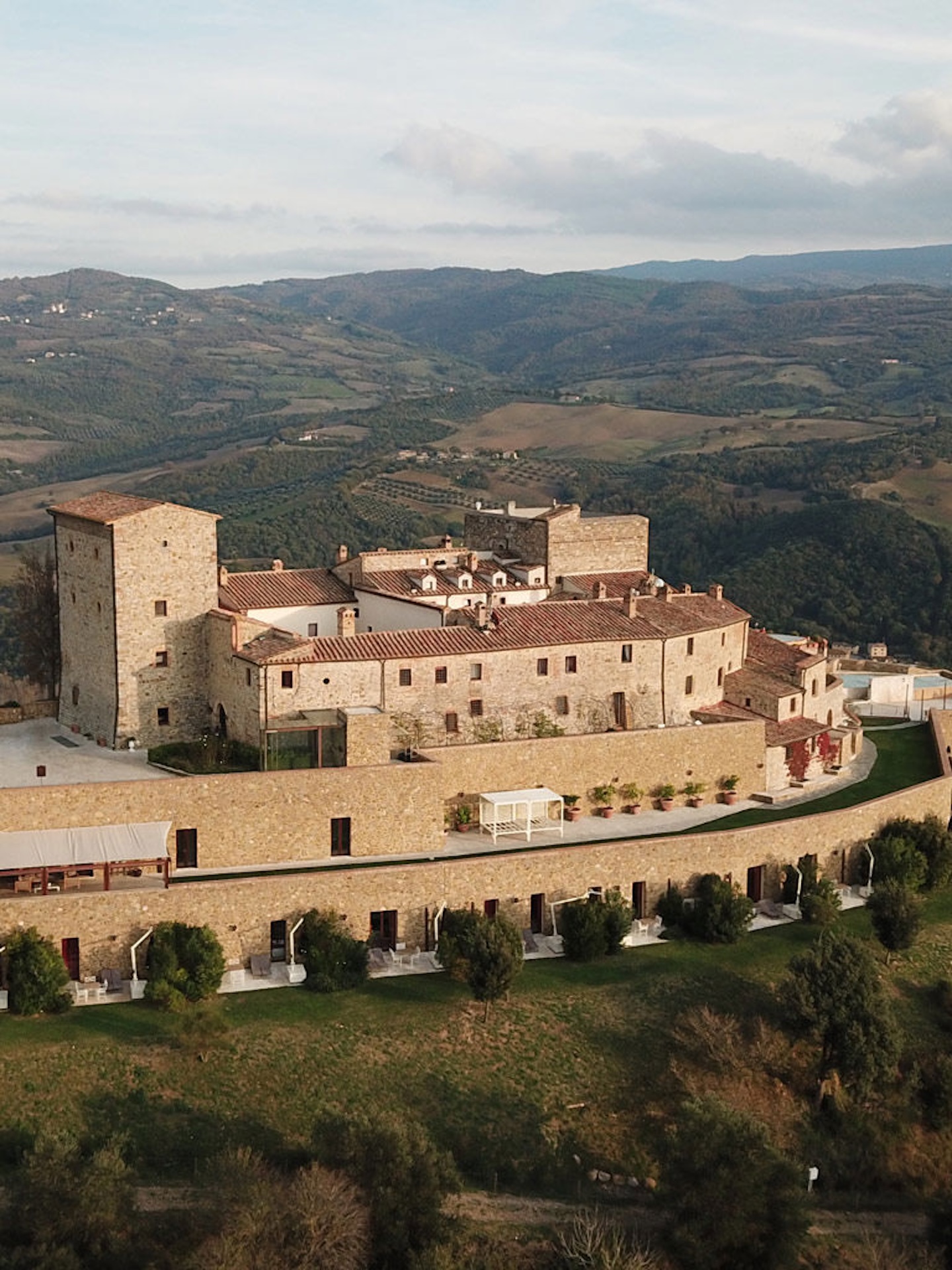 The amazing view outside Castello di Velona in Tuscany