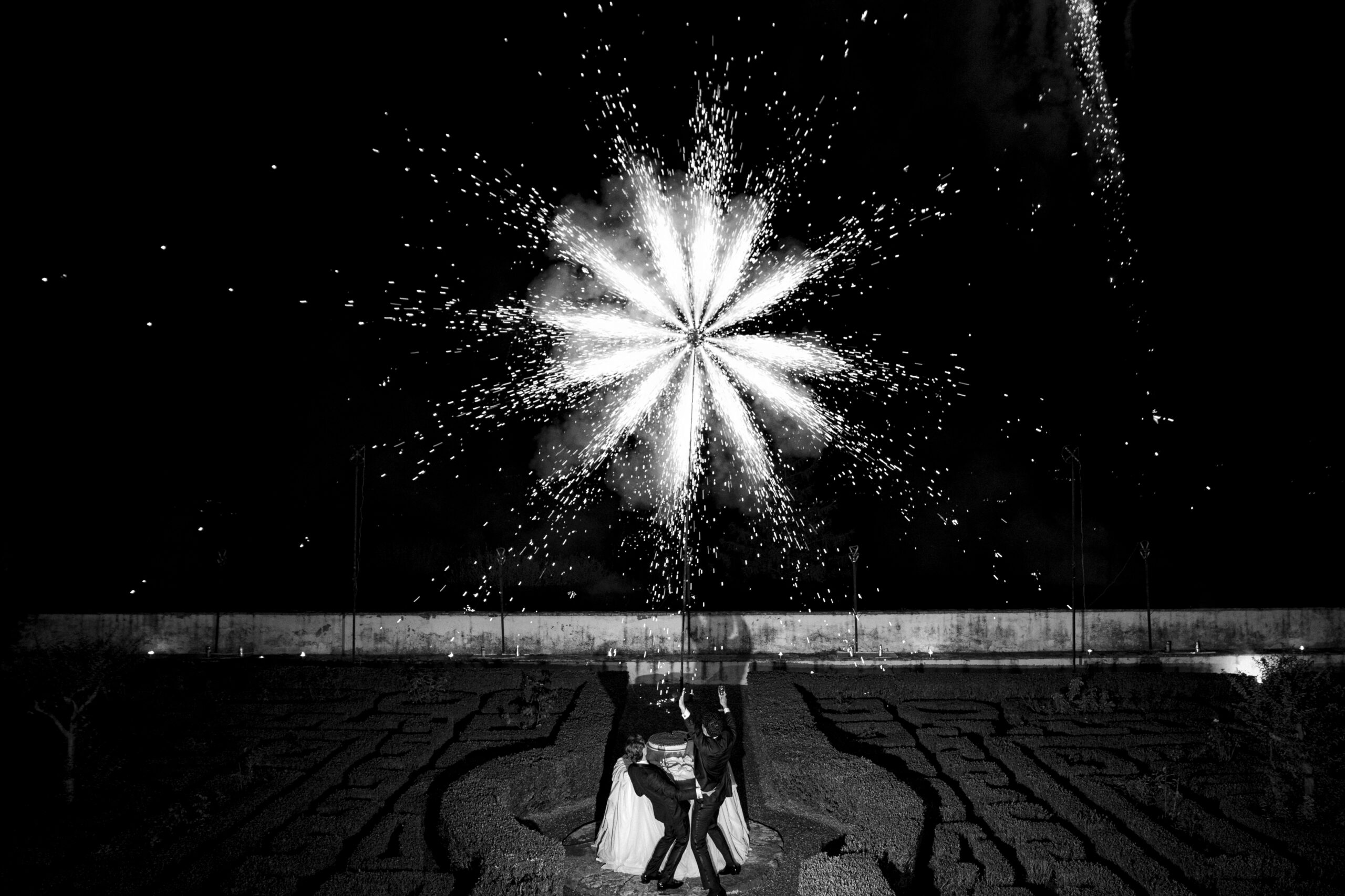 The fireworks show at Villa Corsini, in Tuscany